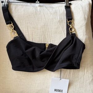 Nookie Black Bustier Top with Gold Accents